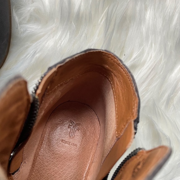 Frye Judith Double Zip Ankle Boots Leather Dark Gray 8M - Picture 5 of 11